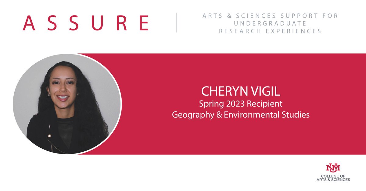 ASSURE Recipient, Cheryn Vigil, of the Spring 2023 Cohort from @UNM_GES will be presenting her community engaging-research for wildfire recovery. See her presentation at the 2023 UROC Symposium, April 21st. To learn more about Cheryn, see: tinyurl.com/yckuha5w