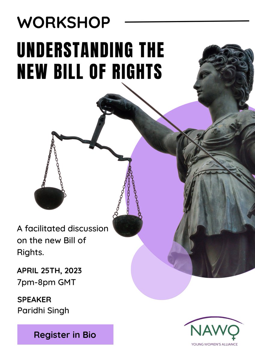 Join us tonight at 7pm for a facilitated discussion on the new UK Bill of Rights! Our speaker, Paridhi Singh, will help us better understand the current human rights regime and what might change as a result of the new legislative developments. Link to register in our bio!