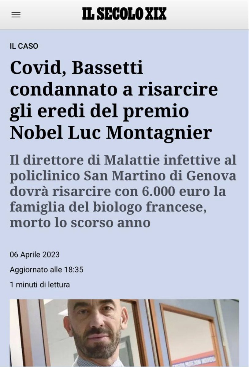 Certo, 6.000,00€ sono pochi, per avere dato del rincoglionito a un Premio Nobel, soprattutto perché era lui che aveva ragione su tutto, ma è un buon inizio.
