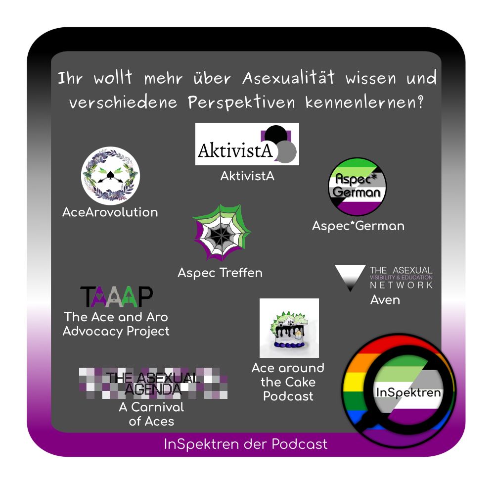 inspektren's tweet photo. Ihr wollt mehr über Asexualität wissen und verschiedene Perspektiven kennenlernen?
Dann schaut doch auch hier vorbei!
#IAD #IAD2023 #aktivista #asexualität #asexuell #ace #acespec #aspecpodcast #acecommunity #aces #asexuellesspektrum #acesectrum #aspektrum #LGBTQIA #queer https://t.co/hdeM0FGfPg