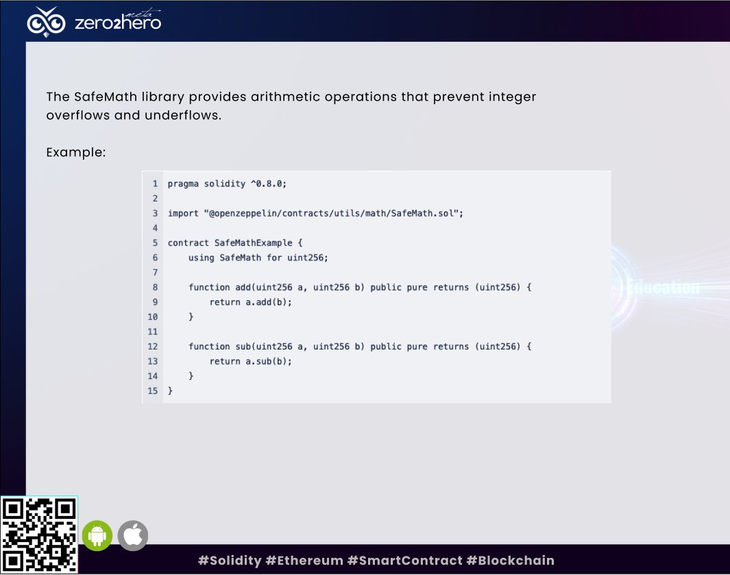 zero2hero_uk's tweet image. Solidity Tip: Using OpenZeppelin&apos;s SafeMath library

#SafeMath #IntegerOverflow #OpenZeppelin