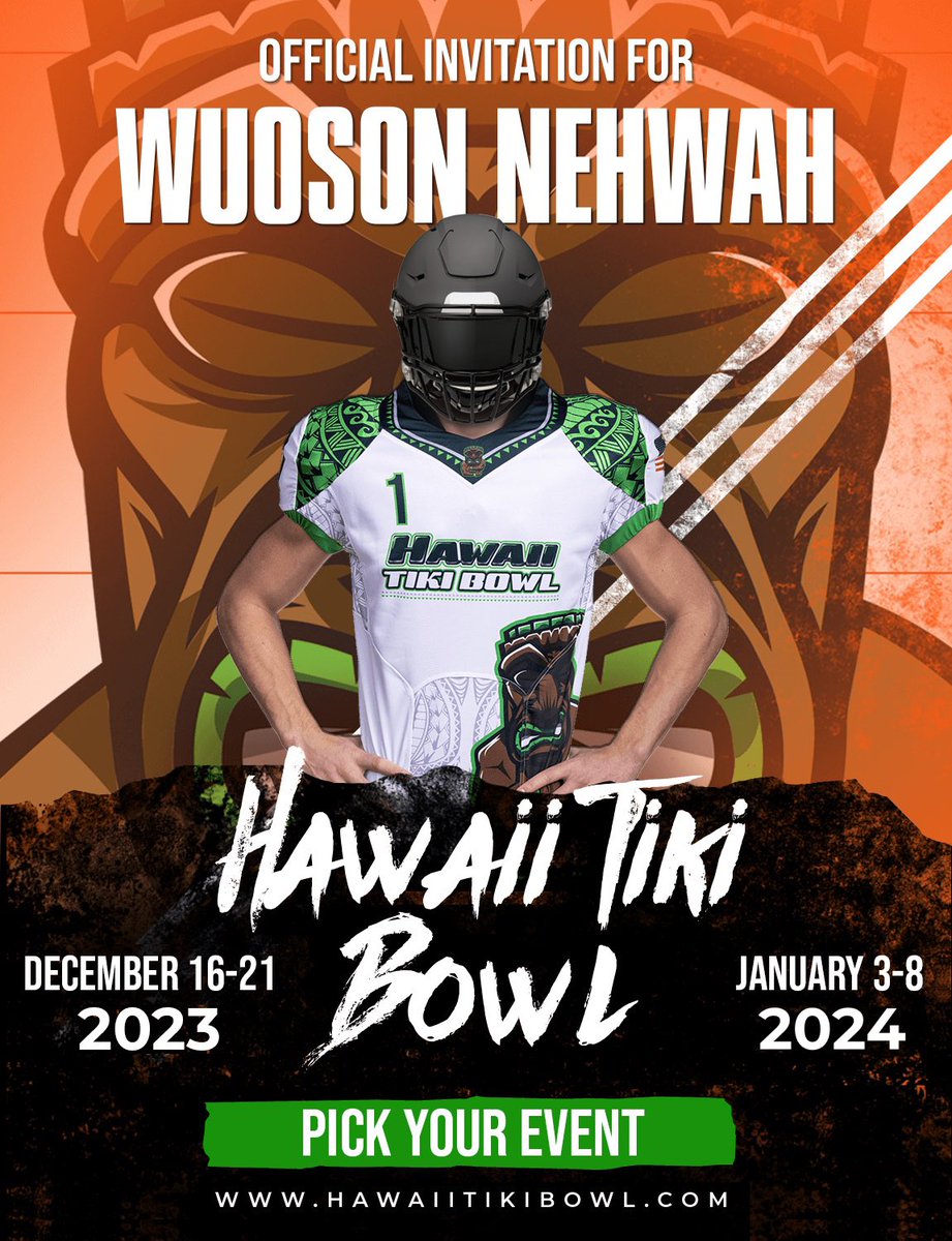 WNehwah's tweet photo. To top off the night I’d like to say I’m very grateful and blessed to be invited to this upcoming Hawaii tiki bowl in the winter so surreal @HawaiiTikiBowl @NWahlScouting @NFL_Zack @Emoneyshow @Coach_Nick_ @ell_jeremy @PrepRedzoneMN @OJW_Scouting @CoachMeyersSDSU https://t.co/uMqKG5iBUJ
