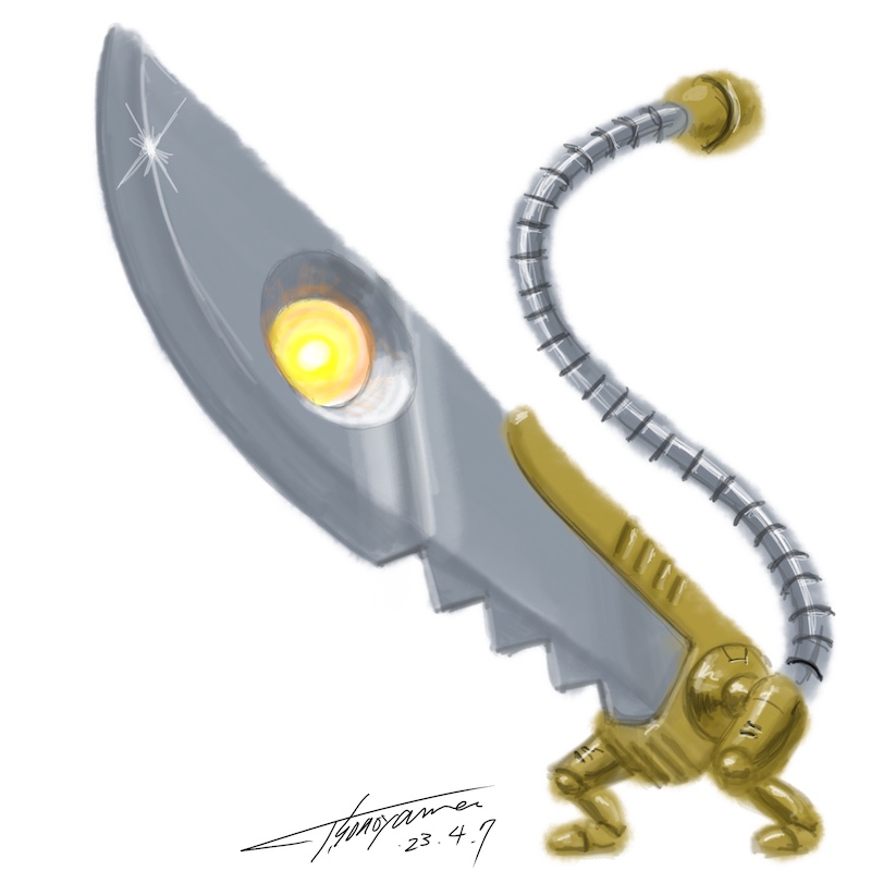 TDF_design's tweet image. 【Sward Robot】
Sneaks up on the prey and falls over it.

【ソードロボ】
獲物にそっと近づいて倒れ込む。

Robot Rough Design 244
#ROBOT #RobotDesign