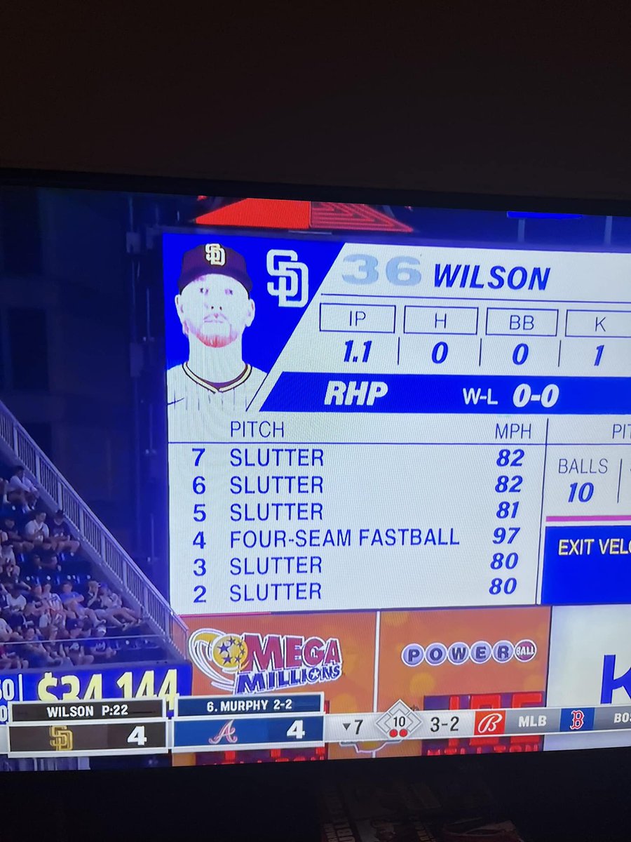 TalkinTomahawk's tweet photo. 82 mph is a pretty good velocity for a slutter. #braves #padres #slutter https://t.co/5sEpNTh0SP