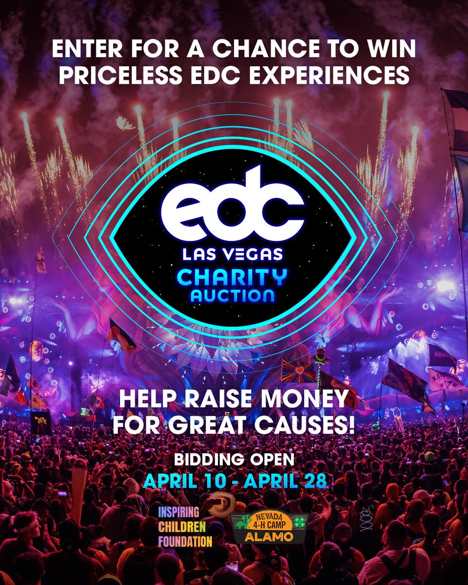 The EDC Charity Auction is back!✨❤️ Enter to win unbelievable EDC experiences while helping raise money for remarkable charities right here in our Vegas home!

Bidding begins this Monday at 12pm PT.⏱ More info coming soon!

#EDCLV2023 · #EDCCharity