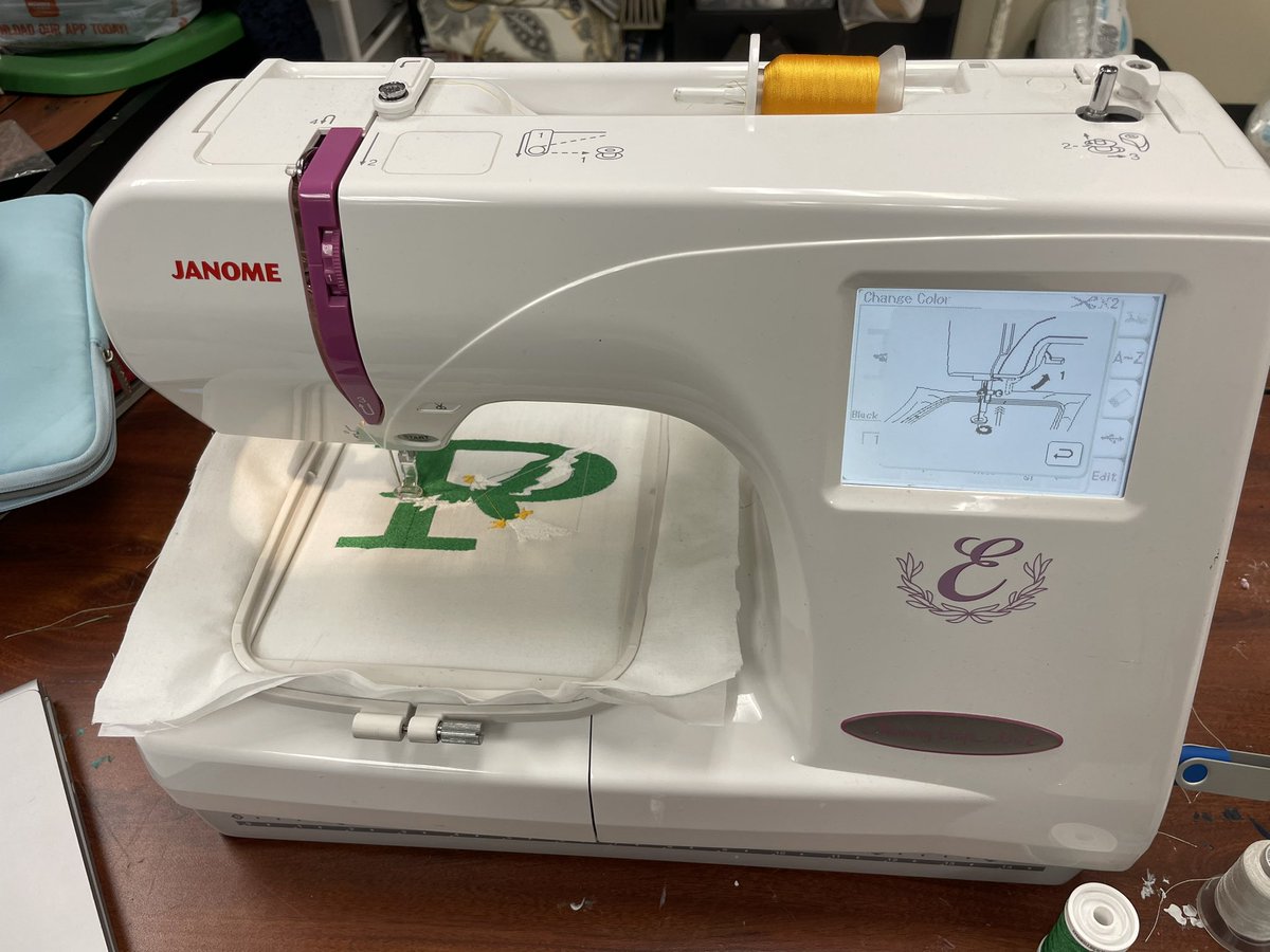 PHS_TheNest's tweet photo. That moment when a student asks what kind of file is needed for the embroidery machine…and she *quickly* designs something from scratch and loads it up. Final product coming soon! #ProsperProud #PISDLibrary https://t.co/SDlaR0K37j