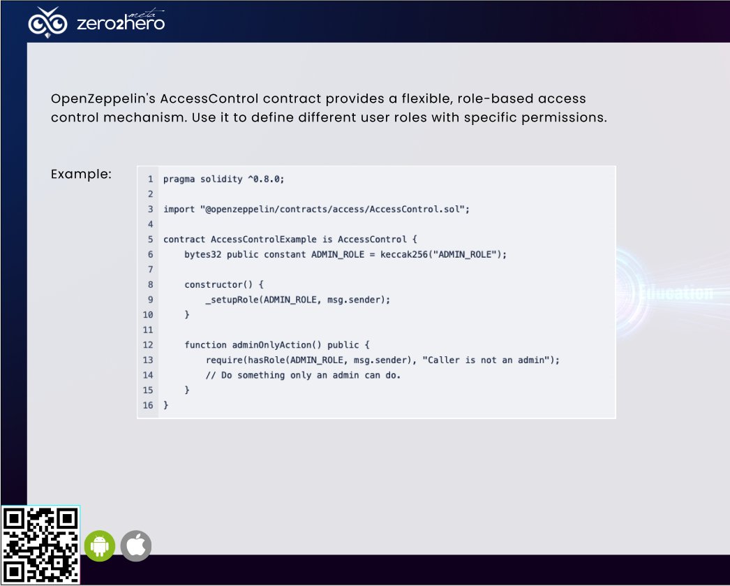 zero2hero_uk's tweet image. Solidity Tip: Role-based access control using OpenZeppelin&apos;s AccessControl

#RoleBasedAccessControl #AccessControl #OpenZeppelin