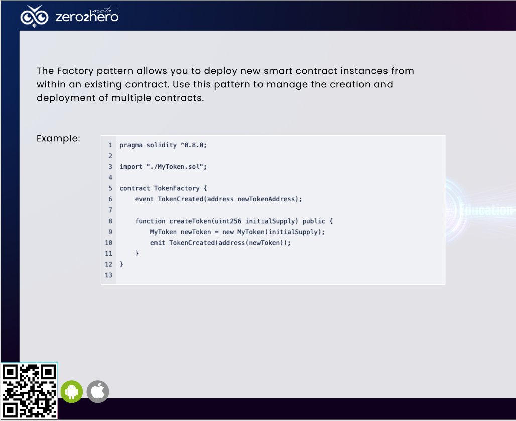 zero2hero_uk's tweet image. Solidity Tip: Deploying contracts using Factory pattern
#FactoryPattern #SmartContractDeployment #ContractManagement