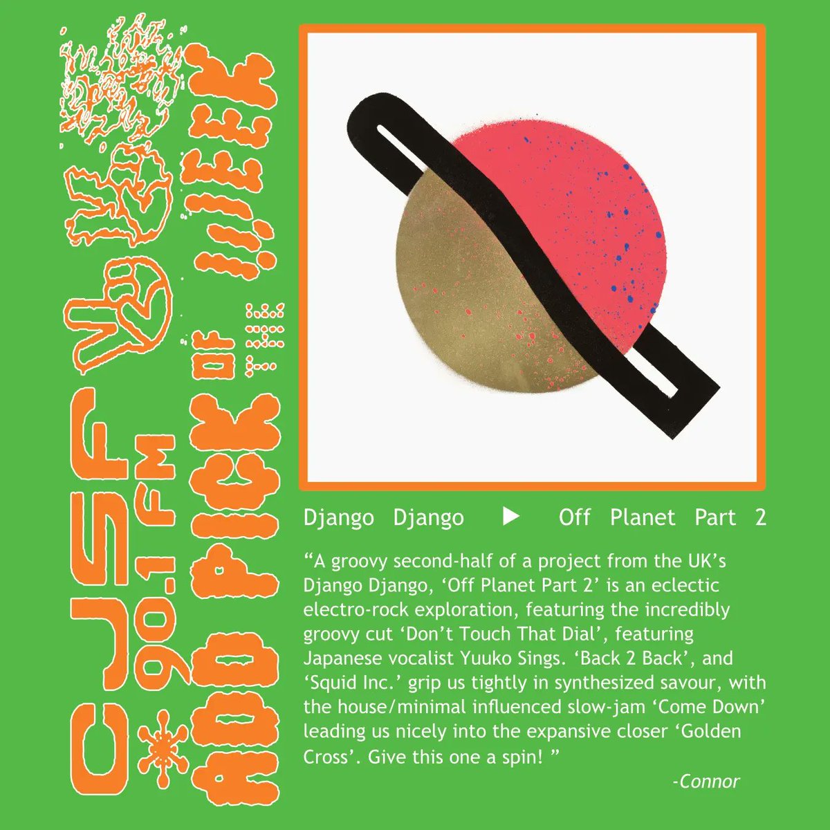 CJSF's tweet image. We&apos;re heading into the April long weekend w/ one last #Top30 #CJSFChart from March, featuring Geist, COMPANDER, @at__computer + more! 

As always, check out our weekly #CJSFMusic chart playlist here: bit.ly/CJSFMusic