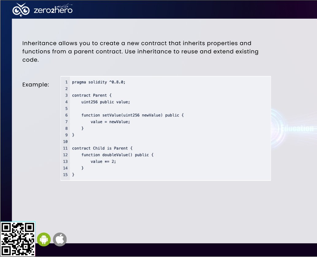zero2hero_uk's tweet image. Solidity Tip: Inheritance in Solidity

#Inheritance #CodeReuse #Solidity