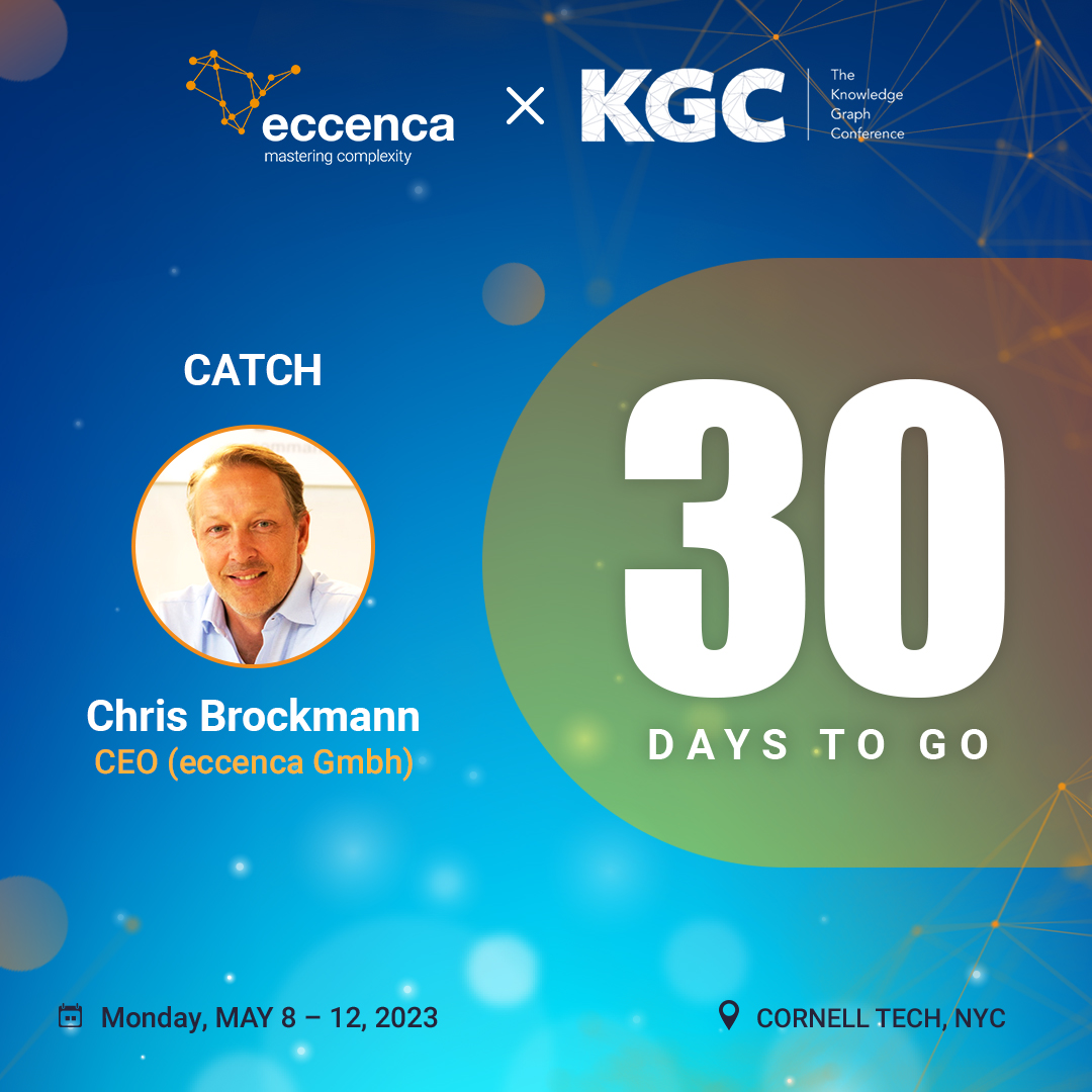 🚨Just #30days until the highly-anticipated #KGConference at #CornellTechCampus in #NewYorkCity from May 8-12, 2023! 🎉 Expand your #knowledge with Chris Brockmann, #eccenca CEO !! See you there!!✔