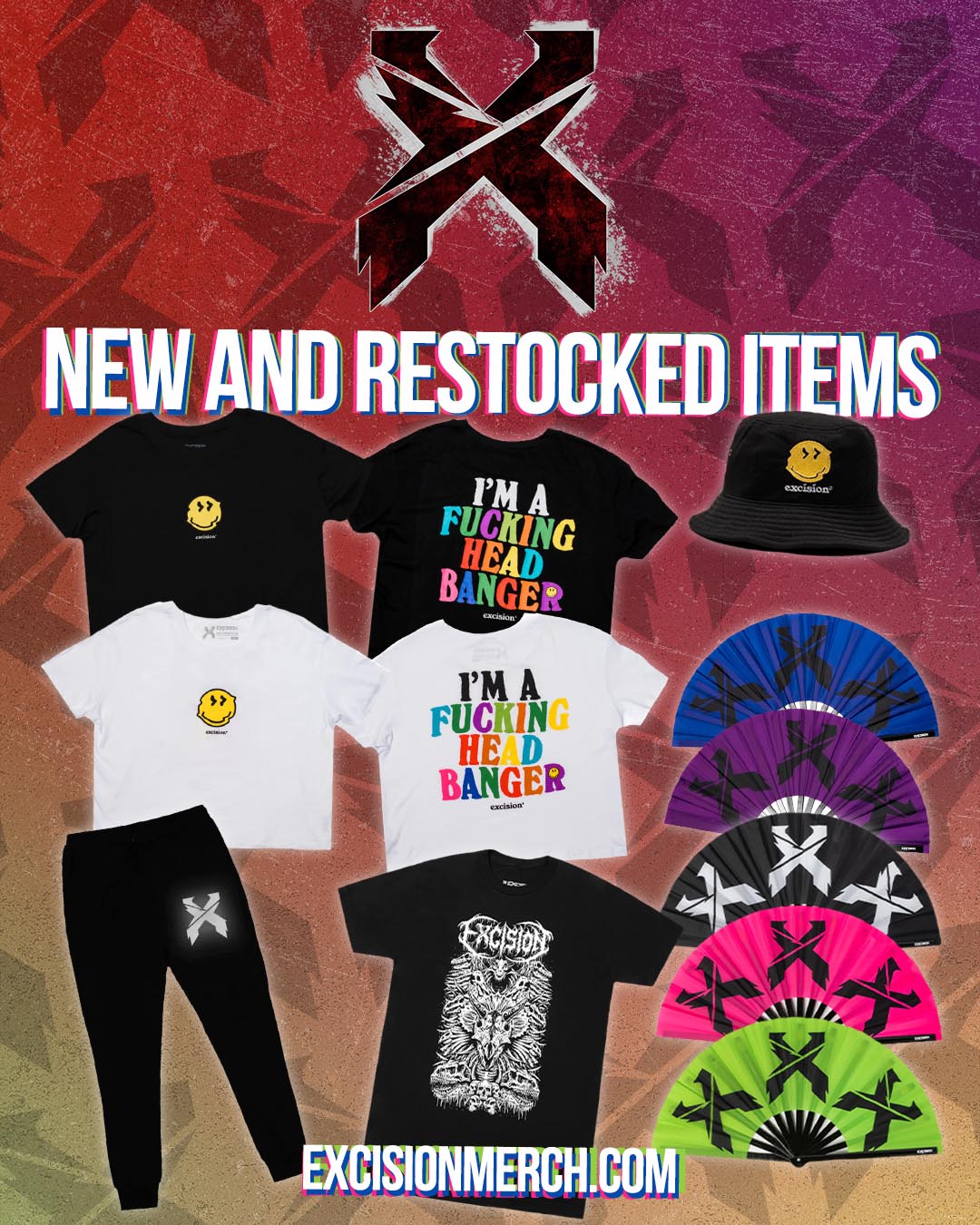 Excision on X: Headbangers, just dropped some new merch and restocked some  favorites in the store 🔥 Grab 'em now!    / X