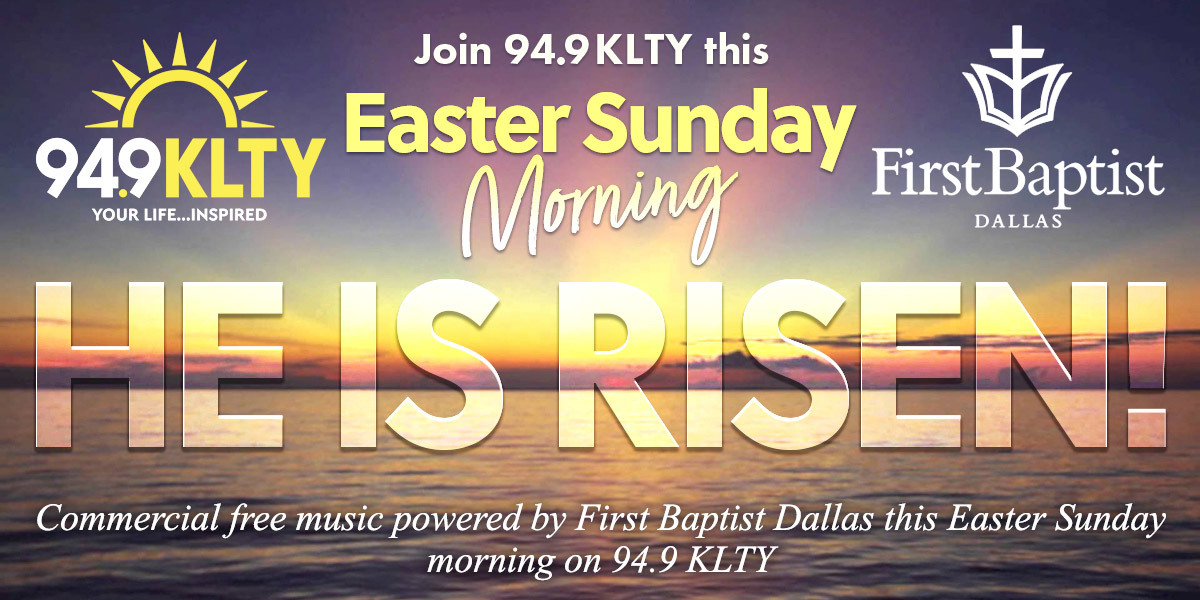 949KLTY's tweet photo. Be joyful! 😊 Join 94.9 #KLTY this Easter Sunday morning for commercial free music 6am-noon powered by @firstdallas ➡ https://t.co/V2qPkN55NI 🎶 #eastersunday #commercialfree #firstdallas #liftyourspirit #heisrisen https://t.co/pdOJVQw80S