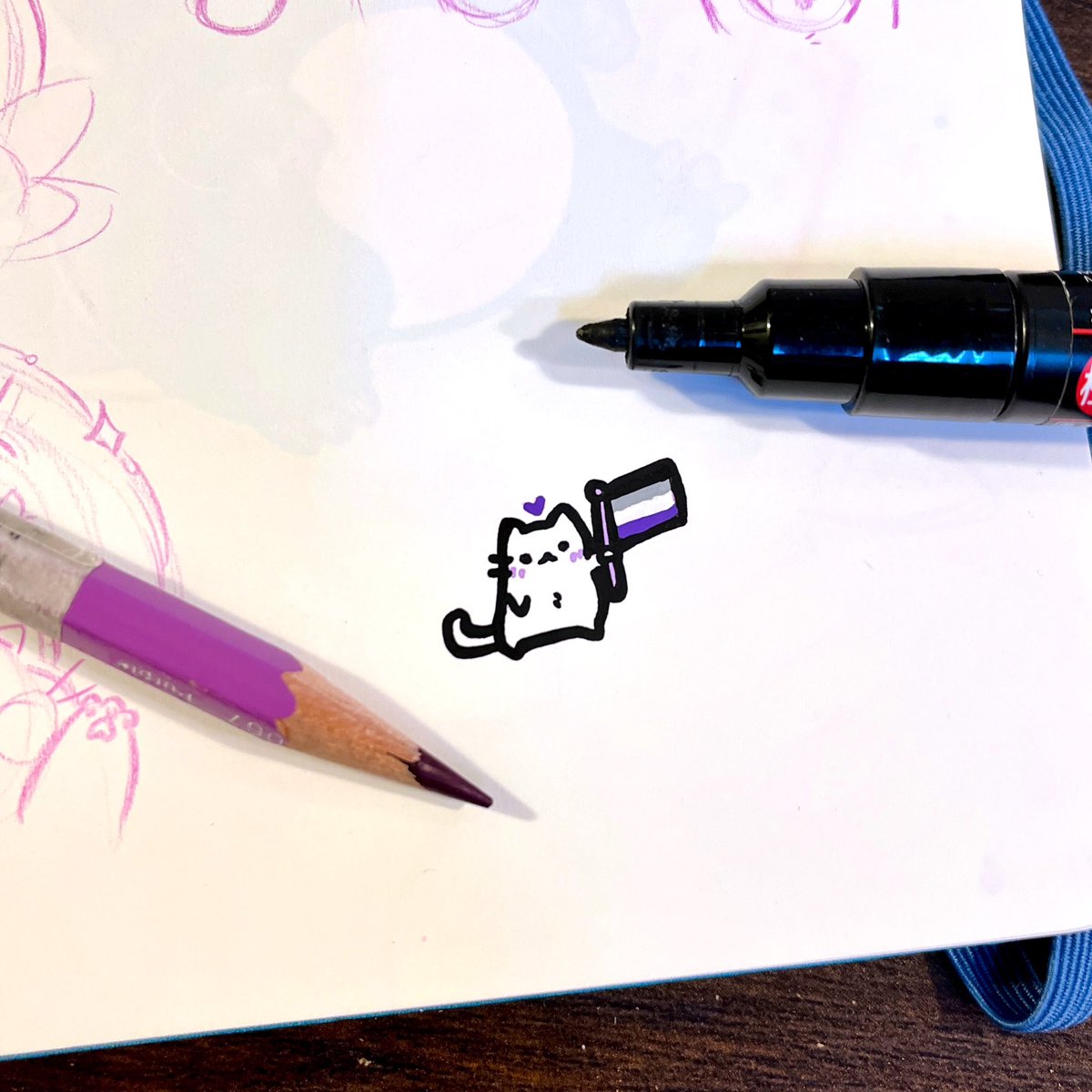 The tiniest doodle to celebrate #InternationalAceDay today! 🖤🤍💜