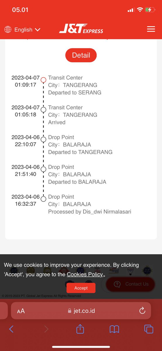 yanoearAS's tweet photo. @chlloute @jntexpressid Sama, paket kirim dari Balaraja ke Tangerang, udah sampe Tangerang malah liburan ke Serang, aneh @jntexpressid https://t.co/L3VT96mAd0