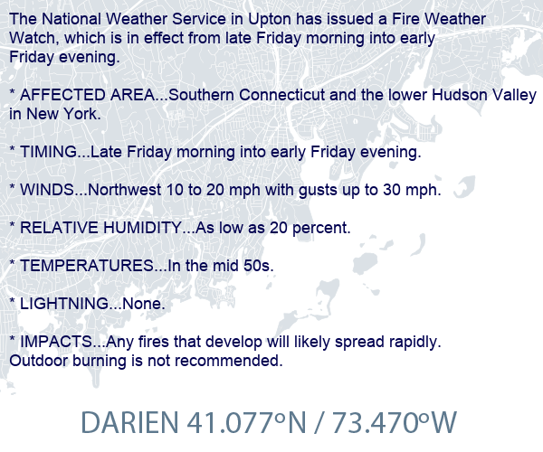 CT_StormWatcher's tweet photo. Local Weather Alert: Fire weather watch in effect from friday morning through friday evening for the lower hudson valley and southern connecticut https://t.co/b2urG7u6Qb