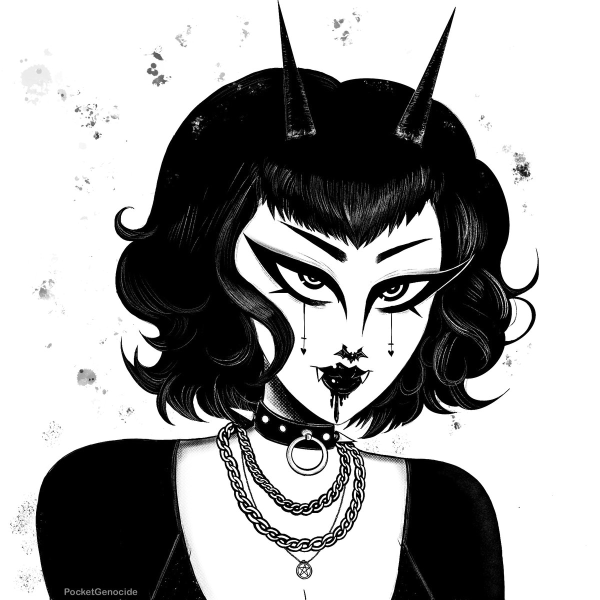 Commission for starplatnm on insta. 🖤
#comissionsopen #MonsterGirls #demongirl #creepycute #ArtCommission #originalcharacterart