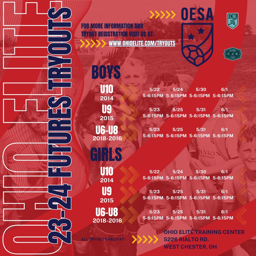 ohioelite's tweet photo. 2023-2024 Ohio Elite Tryout Registration NOW OPEN! Tryouts begin May 1st. https://t.co/cgH3rDegvj
