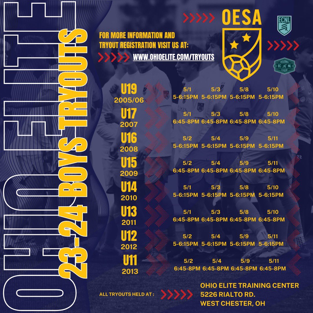 ohioelite's tweet photo. 2023-2024 Ohio Elite Tryout Registration NOW OPEN! Tryouts begin May 1st. https://t.co/cgH3rDegvj