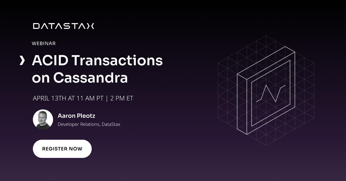 aniat971's tweet photo. Come learn more about one of the most exciting developments coming to Apache Cassandra — ACID Transactions! During this live webinar, Aaron Ploetz will walk you through an overview, use cases, and a roadmap for implementation. 

Register 👉https://t.co/PNgu0NSUw1 https://t.co/hawJT5fjm3