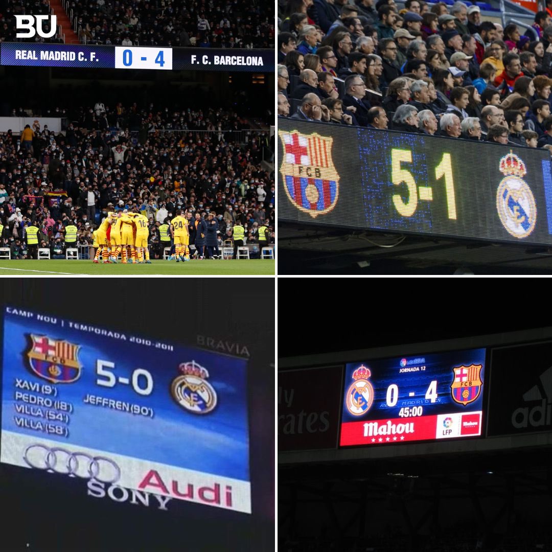 dna_blaugrana's tweet photo. Vitórias no El Clásico com mais de 4 gols de diferença no século 21:

- Barcelona: 5
- Real Madrid: 1

Dá pra enteder a euforia, primeira vez deles... 🫣 https://t.co/PXJT96PQax