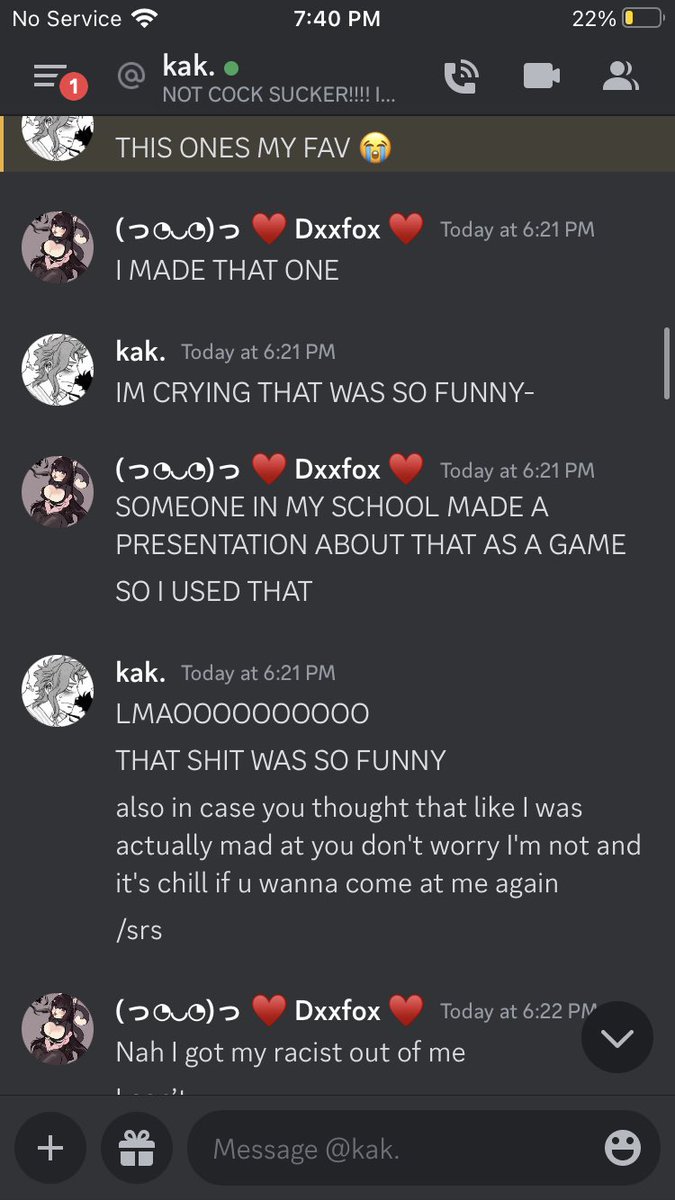 Dxxfox's tweet photo. Second,the interaction I had with a friend was a misunderstanding. We were joking around but we went too far. Here are screen shots for proof that we were both in on it. I never intended to spread hate towards any sort of race as I love everyone. Thank you. Cya later. https://t.co/5jMdcoUFiu