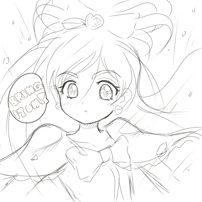 ん～違うアニメキャラとの
抱き合わせのレイアウト予定で
一人目のラフを描いたけれど…(=゜ω゜)ノウニャンコ♪
これって抱き合わせに向かないニョロね
どうしましょうかなぁ～(ノシ'ω')ノシッポバンバン!
#キュアホワイト #ふたりはプリキュア 