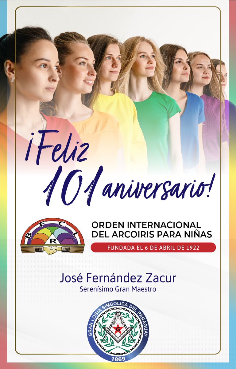 granlogiapy's tweet photo. La GLSP desea éxitos y larga vida a esta valiosa Orden formadora de jóvenes virtuosas.Renovamos nuestro compromiso de seguir fomentando el crecimiento exponencial bajo los auspicios de sus Logias jurisdiccionadas ¡Felicidades niñas!
#GoRainbow #OrdenArcoíris #SoyGLSP #SoyRegular https://t.co/aXlWeI2Z5o