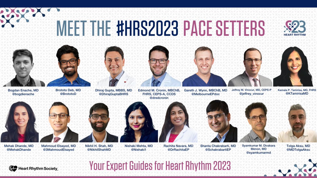 Meet your #HRS2023 guides! This diverse group of HRS members will provide in-depth coverage &amp; commentary before, during &amp; after the meeting. Follow them &amp; #2023PaceSetter to track all the buzz &amp; science from #NewOrleans. #EPeeps

SEE THEIR SESSION PICKS &gt; bit.ly/3mXap3R