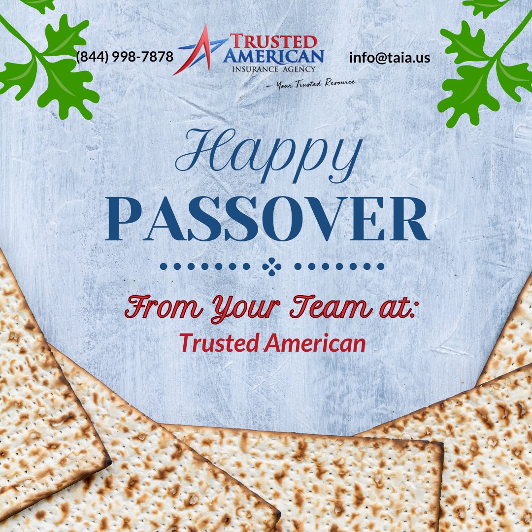 TrustedAmerican's tweet photo. Happy Passover from all of us at Trusted American Insurance! 
#TAIAInsurance #Medicare #Passover https://t.co/08mIui3sSm