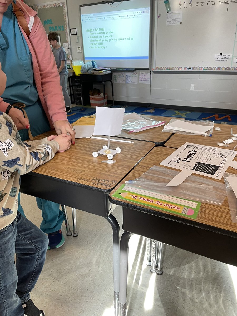 Building puff mobiles tonight for STREAM night . #ShepardShines