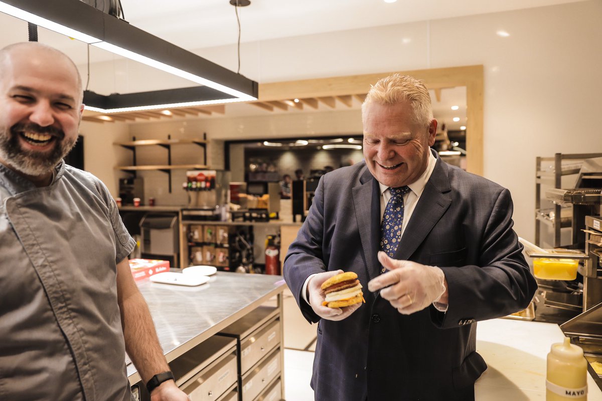 fordnation's tweet photo. Today, I got a chance to roll up my sleeves and learn how to make some iconic items off the @TimHortons menu.

Thank you to the entire team for having me by and for teaching me a few new skills, including how to make my very own breakfast sandwich with real eggs! https://t.co/21v51WhmCs