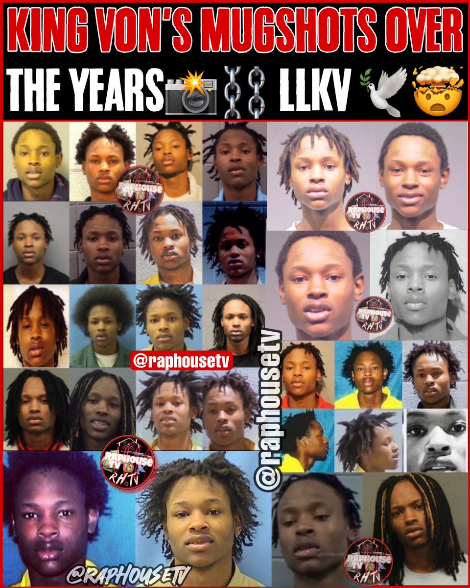 raphousetv2's tweet image. King Von’s Mugshots Over The Years 📸⛓️ LLKV 🕊️🤯