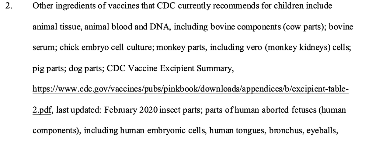 Gentlemen @CaulfieldTim @crackedscience @jonathanstea remind me to share the as-yet unfiled lawsuit in which our latest #PresidentialCandidate wrote that vaccines contain human tongues and eyeballs.  And feet.