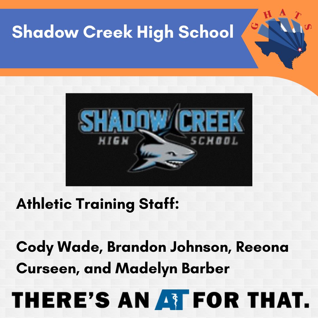 GHATSdotORG's tweet photo. (2/2) There's an AT for support: Shadow Creek High School. #NATM2023 #TheresAnATForThat #AT4ALL #AT4Me @NATA1950 @SWATAD6 @tsata_team @TexasSSAT https://t.co/jN1qLguxVl