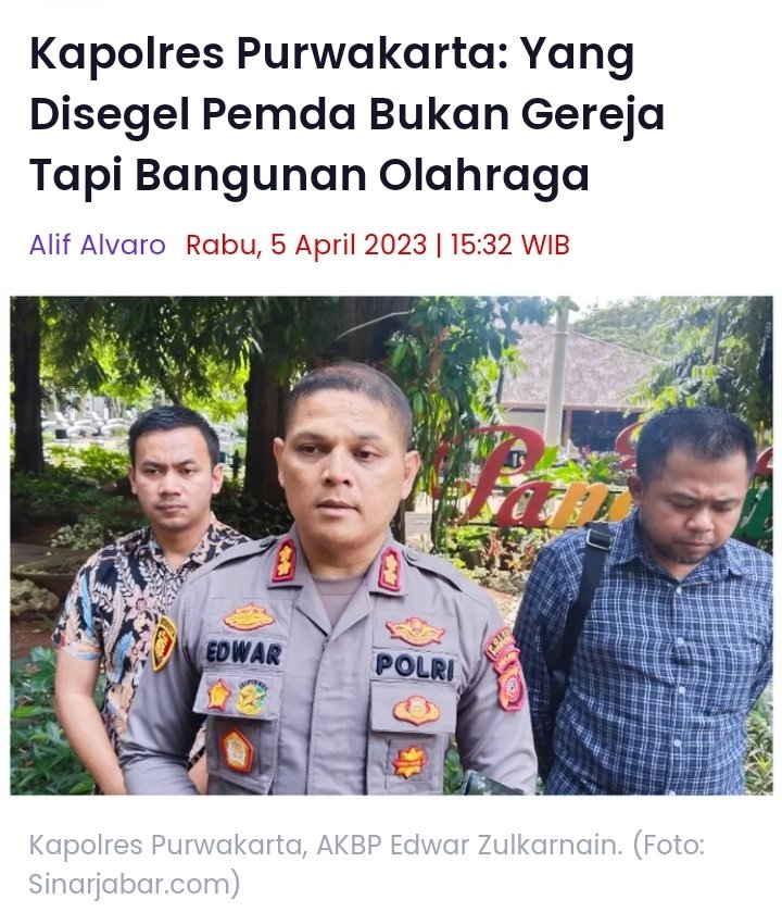 Pak Kapolres,
Sebagai informasi banyak di Jakarta di gedung perkantoran diadakan sholat Jumat di aula atau gedung parkir bukan di masjid. 
.
Kenapa non muslim tidak bisa melakukan hal yang sama?
.
Pasal 29 ayat 2 UUD 1945
.
<a href="/DivHumas_Polri/">Humas Polri</a> <a href="/ListyoSigitP/">Listyo Sigit Prabowo</a> 
.
sinarjabar.com/daerah/2918350…