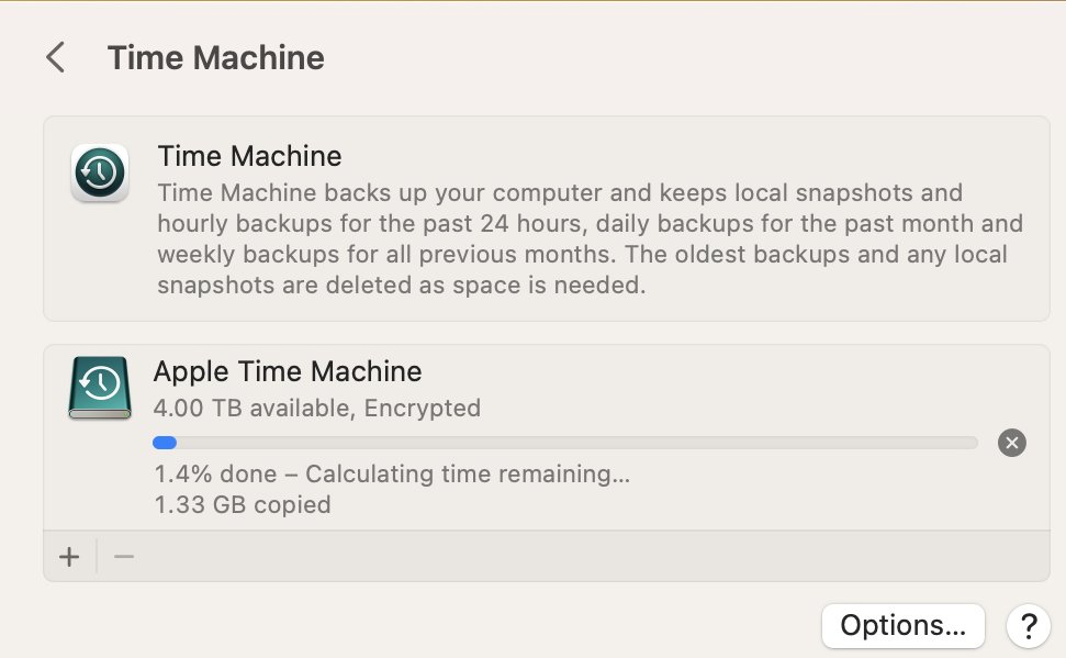 AppleSnob_'s tweet photo. I got Time Machine going right now on my Mac.
Been needing to do this for a while now!
#Apple #iPhone #iOS #AppleTimeMachine https://t.co/ZxVYRz64rv