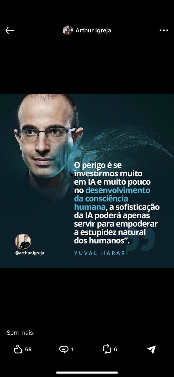 ademirlara's tweet photo. Simples assim 🙏
#InteligenciaArtificial #ChatGPT #yuvalharari https://t.co/3JlqVQUHlp