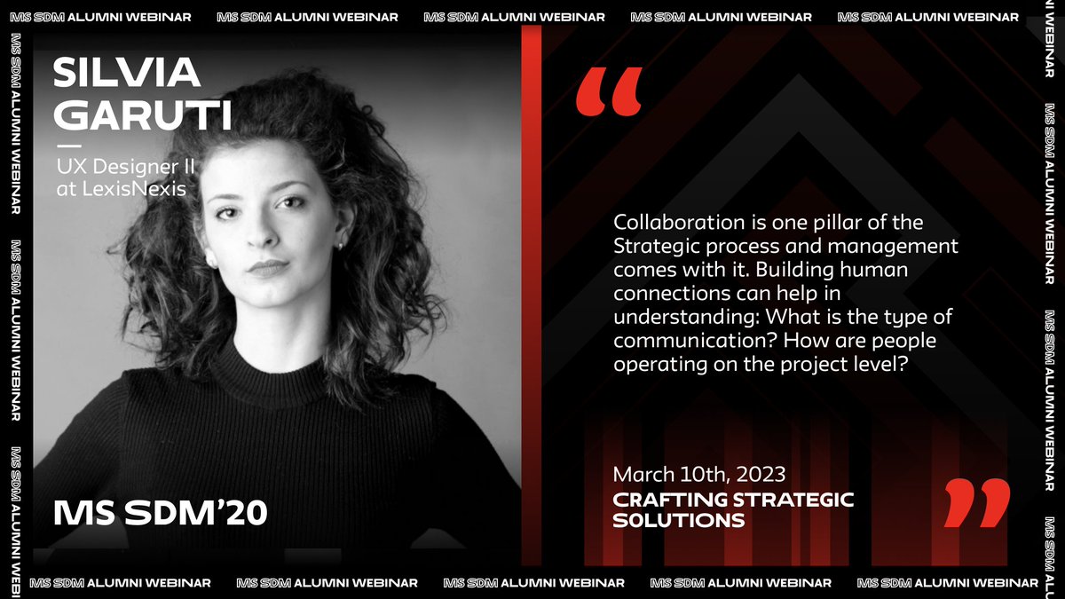 Here are some outstanding quotes that one of the panelists, Silvia Garuti (SDM '20) shared in our last Alumni Webinar Series.  

View more on MS SDM blog: sds.parsons.edu/designmanageme…