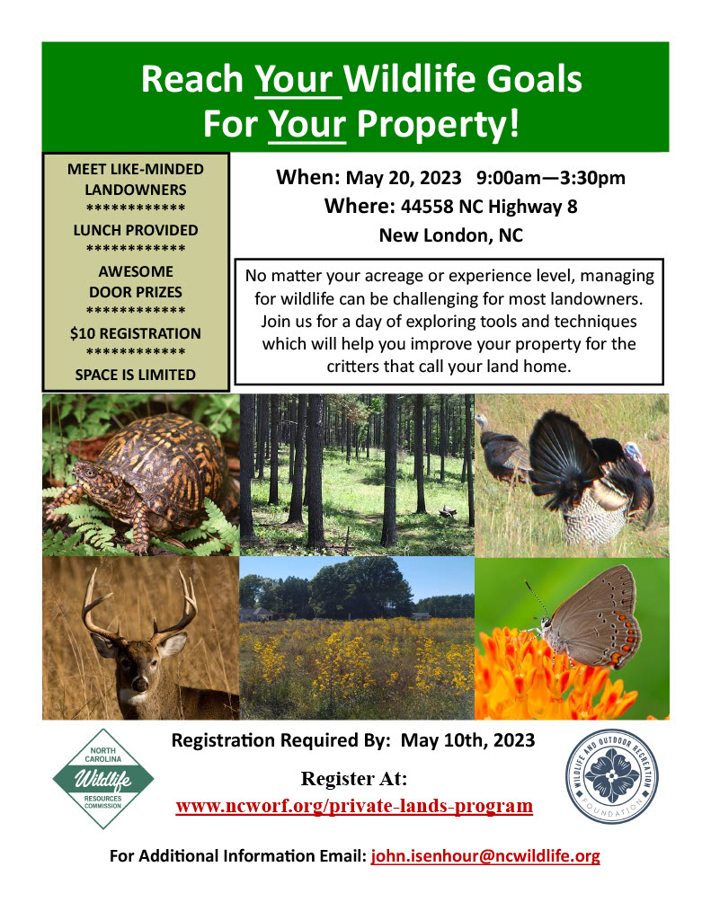Workshop: Reach Your Wildlife Goals For Your Property
“Come visit ForestHer at this upcoming workshop. Deanna Noble, founding member, will be helping to host!”

#ForestHer #ForestHerNC #Forests #Fire