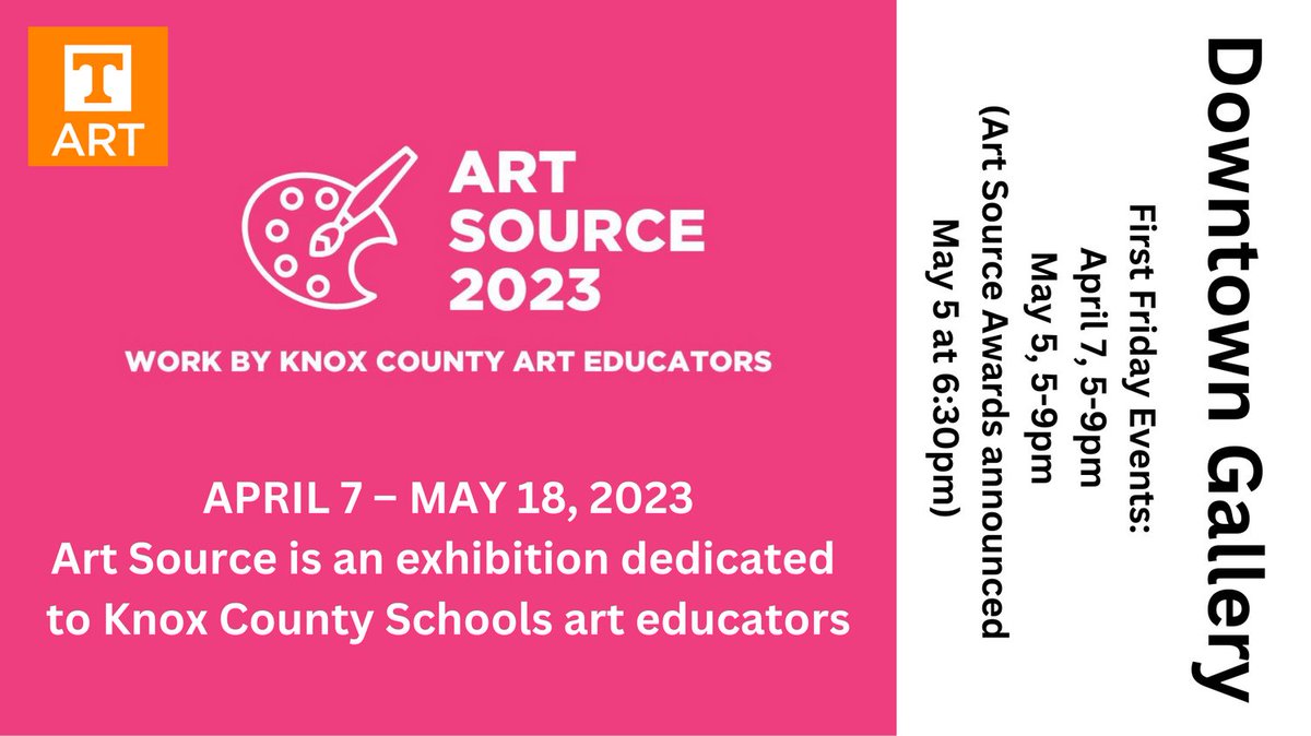 Every day, Knox County art teachers devote their time and energy to cultivating creativity and critical skills in their students. Art Source is an exhibition dedicated to these educators &amp; has given them an opportunity showcase their own artistic talents. #UTKSOA @knoxschools