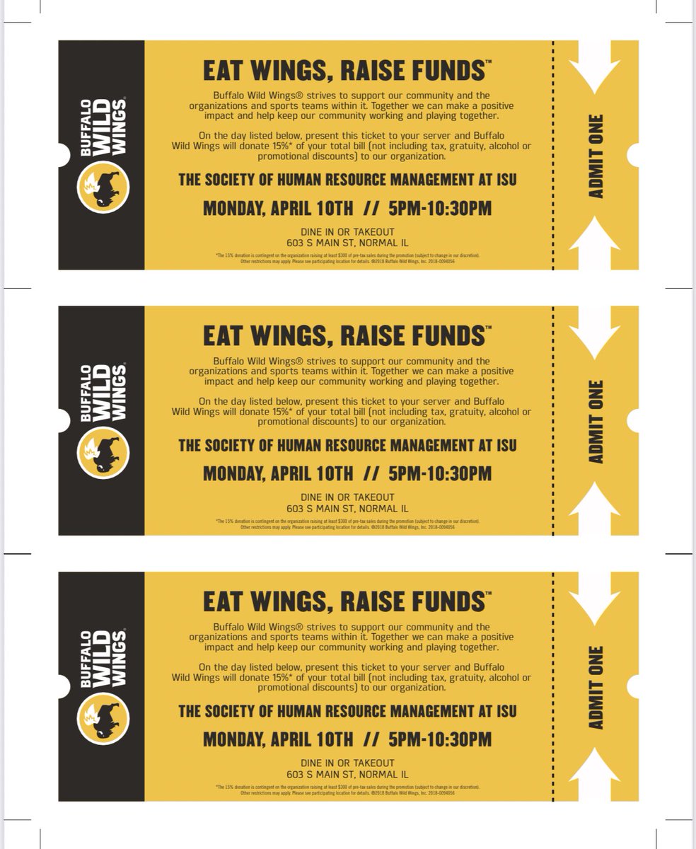 ISUSHRM's tweet photo. On April 10th we will be having a food fundraiser at Buffalo Wild Wings on S Main Street from 5 pm to 10:30 pm! Show this flyer &amp; 15% of your bill will go towards ISU SHRM! https://t.co/qromIFE08u
