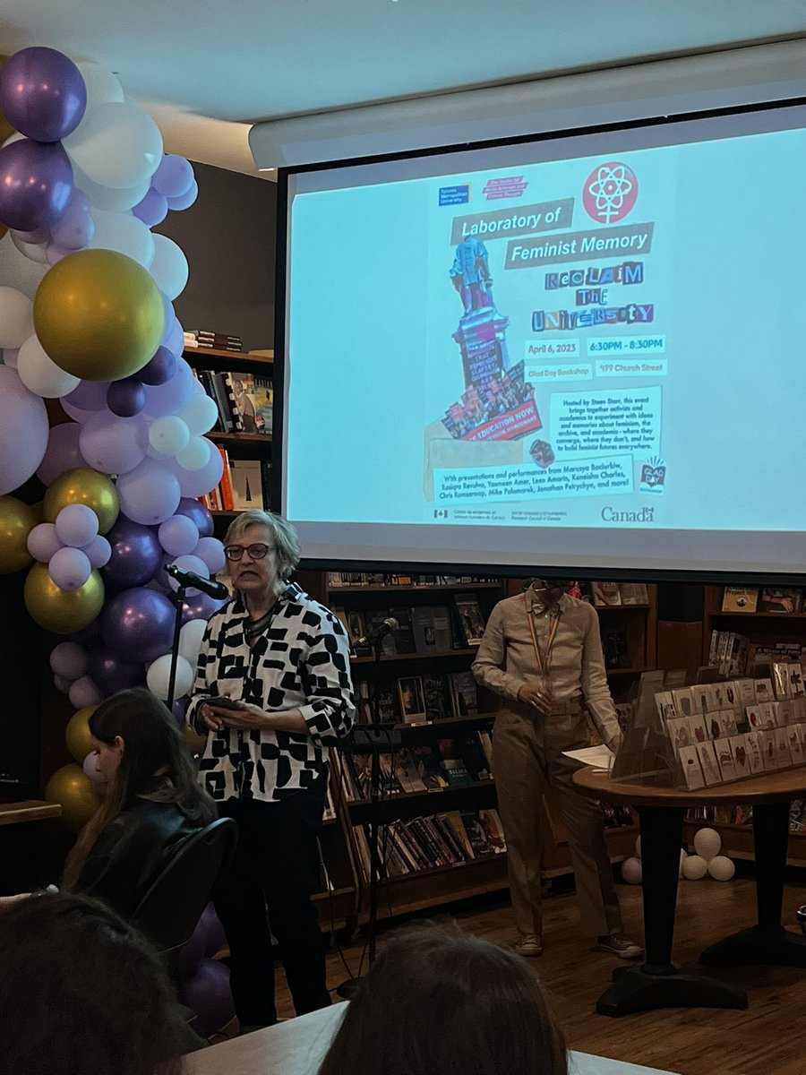 smact_tmu's tweet photo. Kicking off our event! Join us at @GDBooks for our 6th and final Laboratory of Feminist Memory: Reclaim the University edition #lfm https://t.co/luwQeCViko