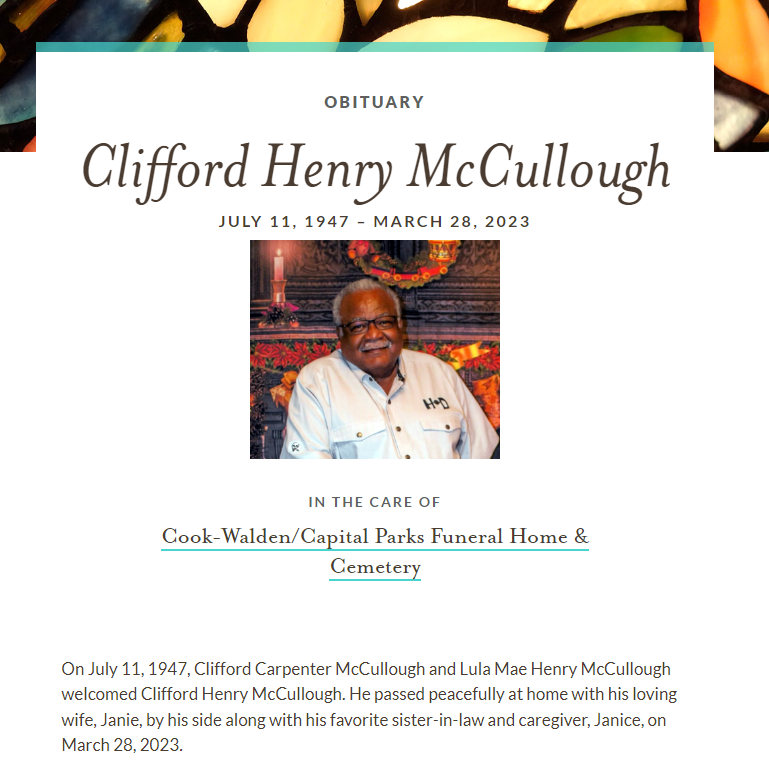 CTHOG's tweet photo. Special Report on Visitation and Funeral Arrangements for Clifford McCullough.
https://t.co/tmxU03HGNJ
https://t.co/7YRAA4gWvZ https://t.co/xvZhdc0X68