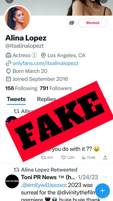 Here’s a reminder I do not have any other accounts besides @ItsAlinaLopez. I do not chat with fans ANYWHERE