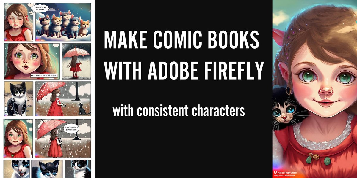 I made a tutorial for you on how to make a comic book using #AdobeFirefly keeping your characters consistent. Enjoy! :) Share your creations with me! youtube.com/watch?v=GOkP1Z…