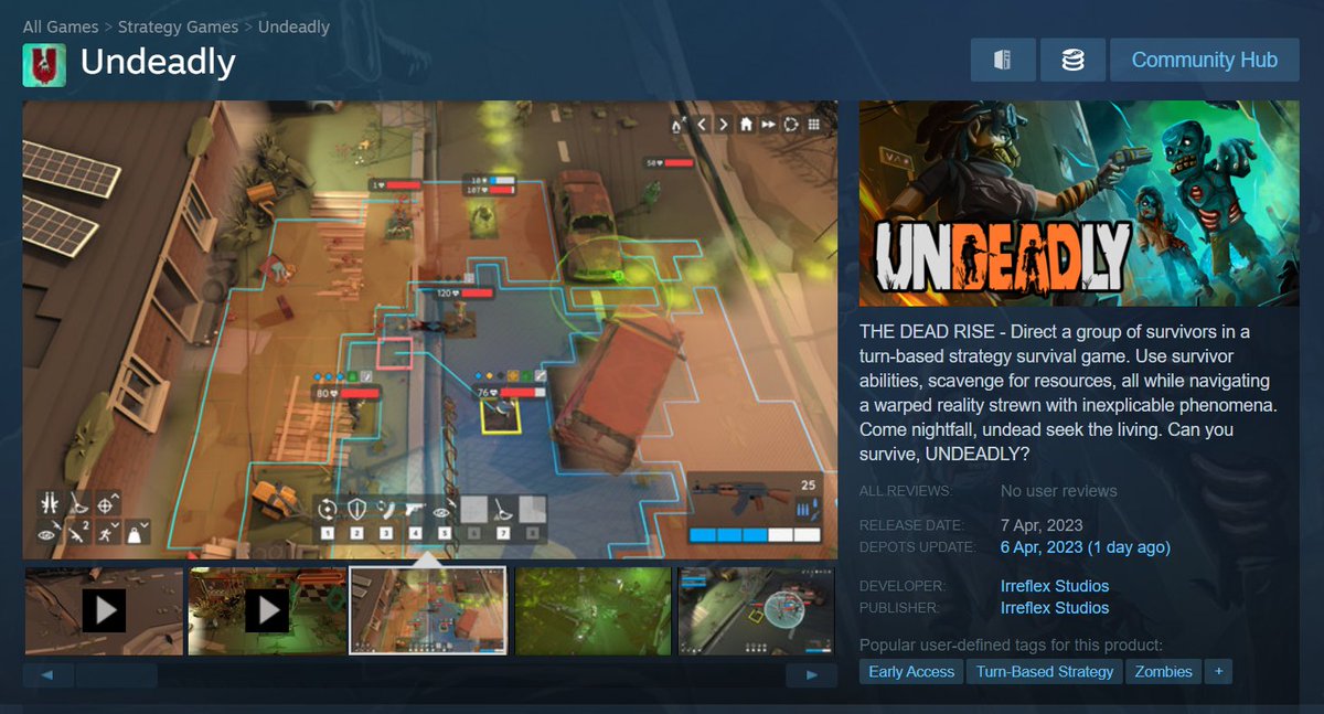DaveOshry's tweet photo. Last year's Kiwi Game Starter Runner Up just hit Early Access on Steam!

#Undeadly #MadeInNZ 🤙 https://t.co/TXGb5yaTgO