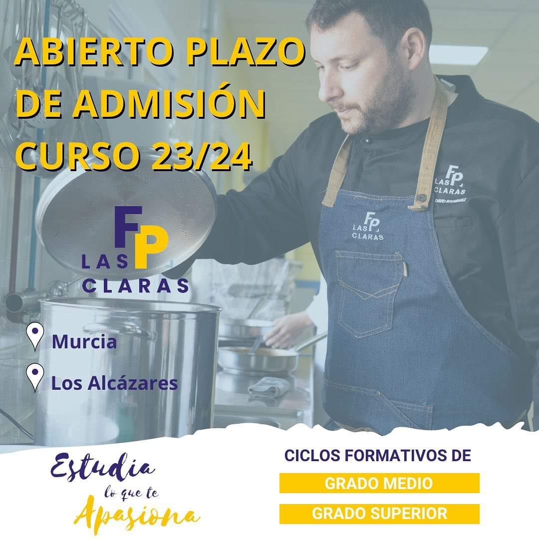 FpClaras's tweet photo. ¡PAGA LA MITAD! 

Aprovecha ahora y obtén un descuento del 50% en tu matrícula para cualquiera de nuestros #ciclosformativos 

GRADO MEDIO Y GRADO SUPERIOR

#fp #formacionprofesional #fpMurcia #formaciondecalidad #fplasclaras  #estudialoqueteapasiona #murcia #losalcazares https://t.co/zyjD8q6LeW