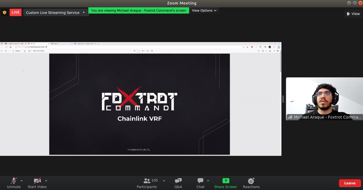 RocioGonzalezT9's tweet photo. Que genial escuchar a parte del equipo de @FoxtrotCommand en el #ChainlinkBootcamp2023. 
Gracias por compartir con nosotros, son unos genios @Michyaraque y #RafaelJareño.
Hermosa sorpresa @chainlinkesp https://t.co/1Zemop3uIG