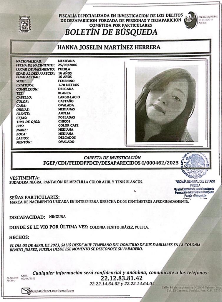 laredcincoradio's tweet photo. #ServicioSocial ⭕ || Pedimos su apoyo para encontrar a Hanna Joselin Martínez Herrera de 16 años de edad, vista por última vez el 5 de abril en la colonia Benito Juárez, #Puebla. ☎️  Comunicarse al 2212838142. #LaRedCincoRadio https://t.co/uZPnCngxaC